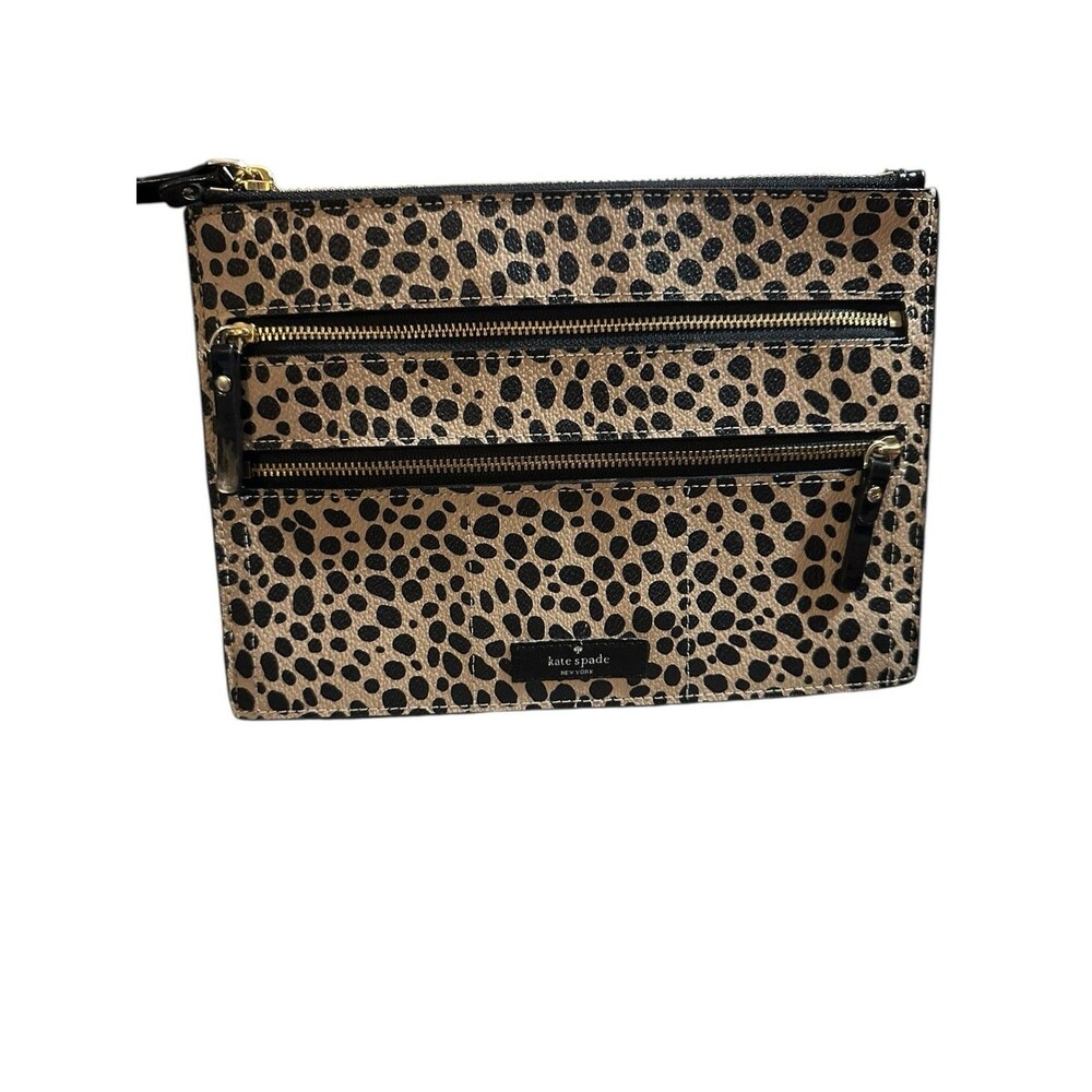 Kate Spade NY Womens Jewelry Travel Case Pouch Leopard Print Brown/Black